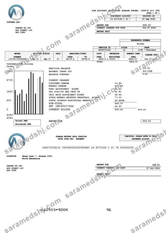 Macedonia MGI Energetika business utility bill Word and PDF template
